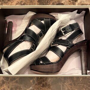 NIB Coach Stefanie Vachetta Strappy Platform Heeled Sandals (Size 5.5)